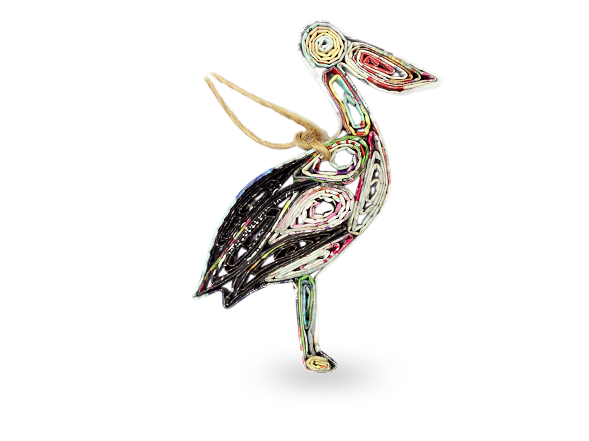 Pelican, Handmade Recycled Quilling Paper Ornament