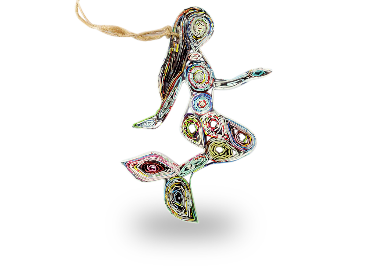 Mermaid, Handmade Recycled Paper Ornament