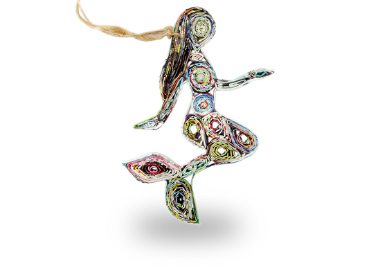 Mermaid, Handmade Recycled Paper Ornament