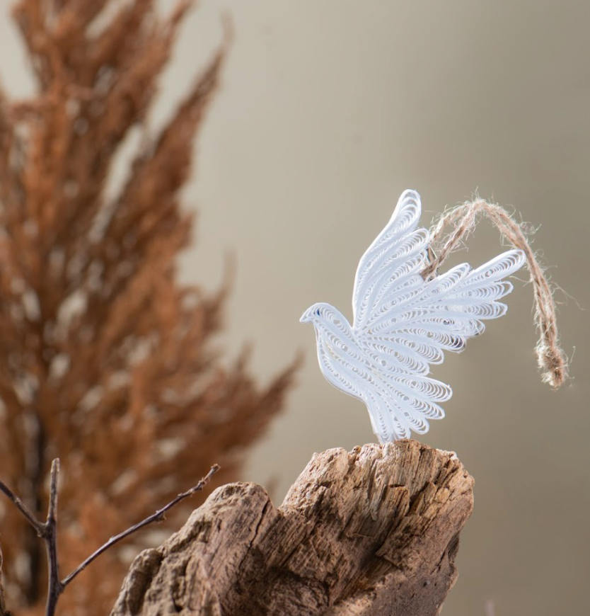 Dove (White), Handmade Quilling Paper Ornament