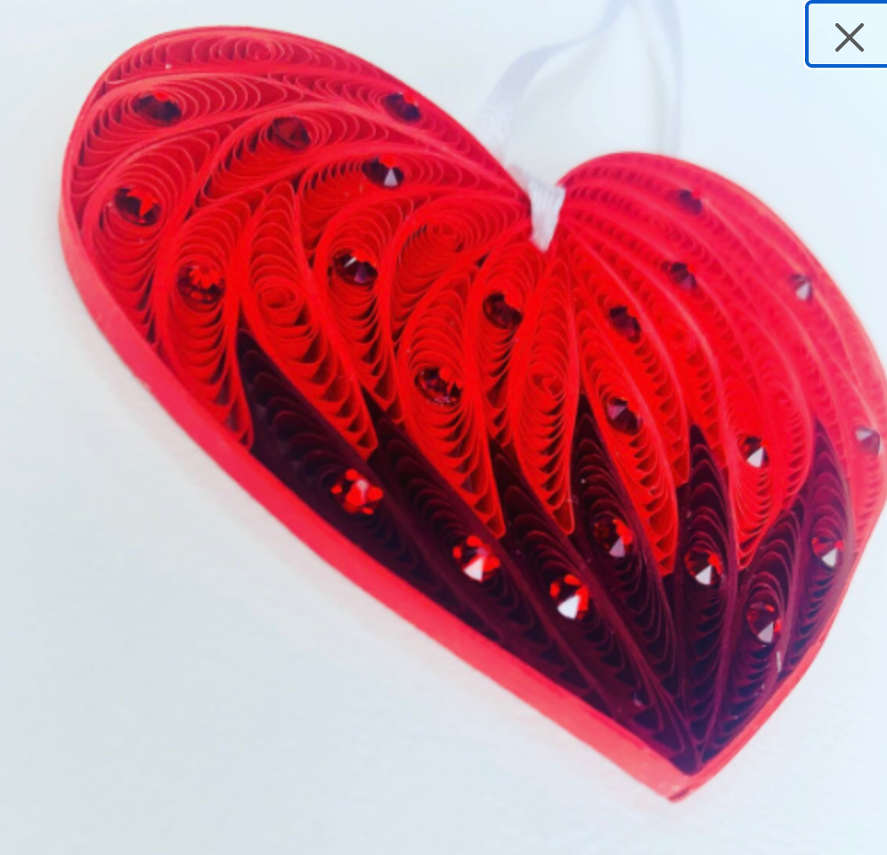 Heart (with Genuine Austria Crystals), Handmade Quilling Ornament