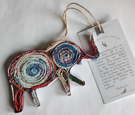 Elephant, Handmade Recycled Paper Ornament