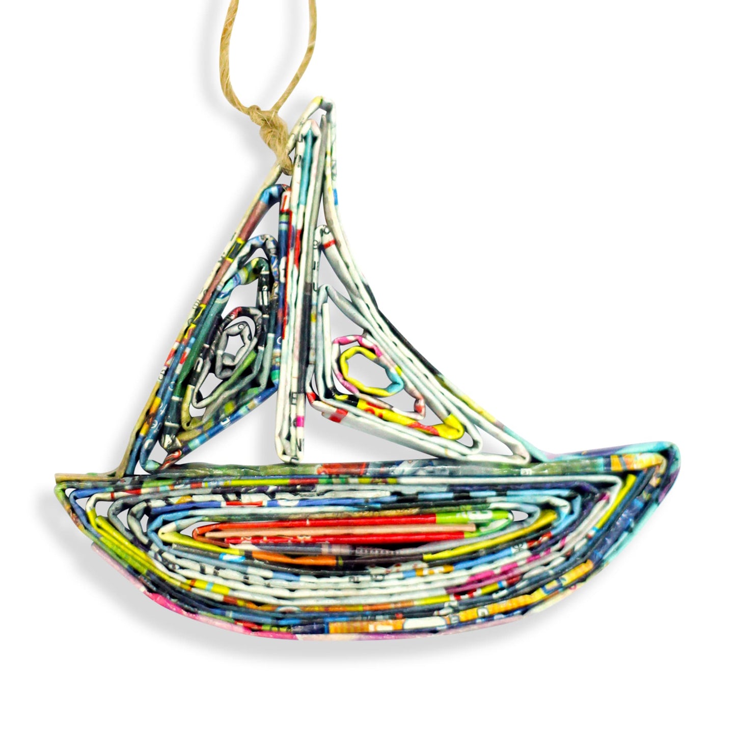 Boat, Handmade Recycled Paper Ornament
