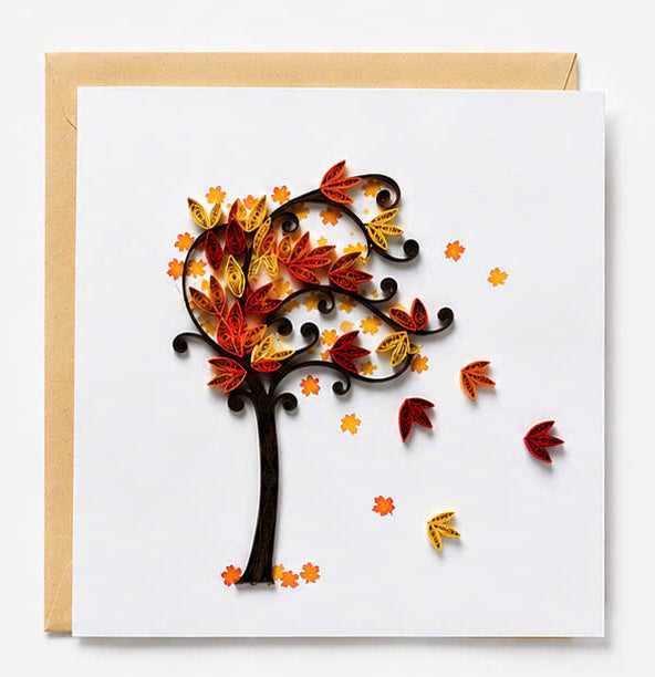 Fall Tree, Handmade Quilling Greeting Card