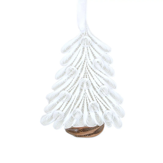 Christmas Tree (White), Handmade Paper Quilling Ornament