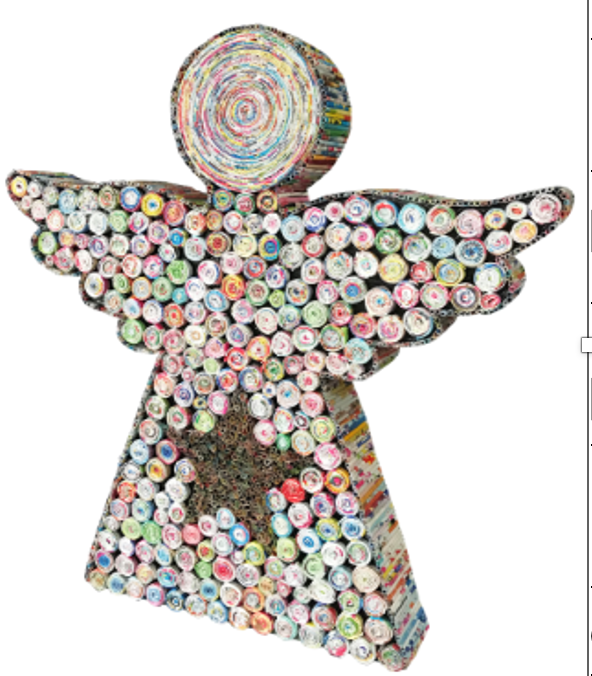 a quilling paper standing decor of an angel