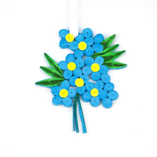 Forget Me Not Flower Bouquet, Handmade Quilling Paper Ornament