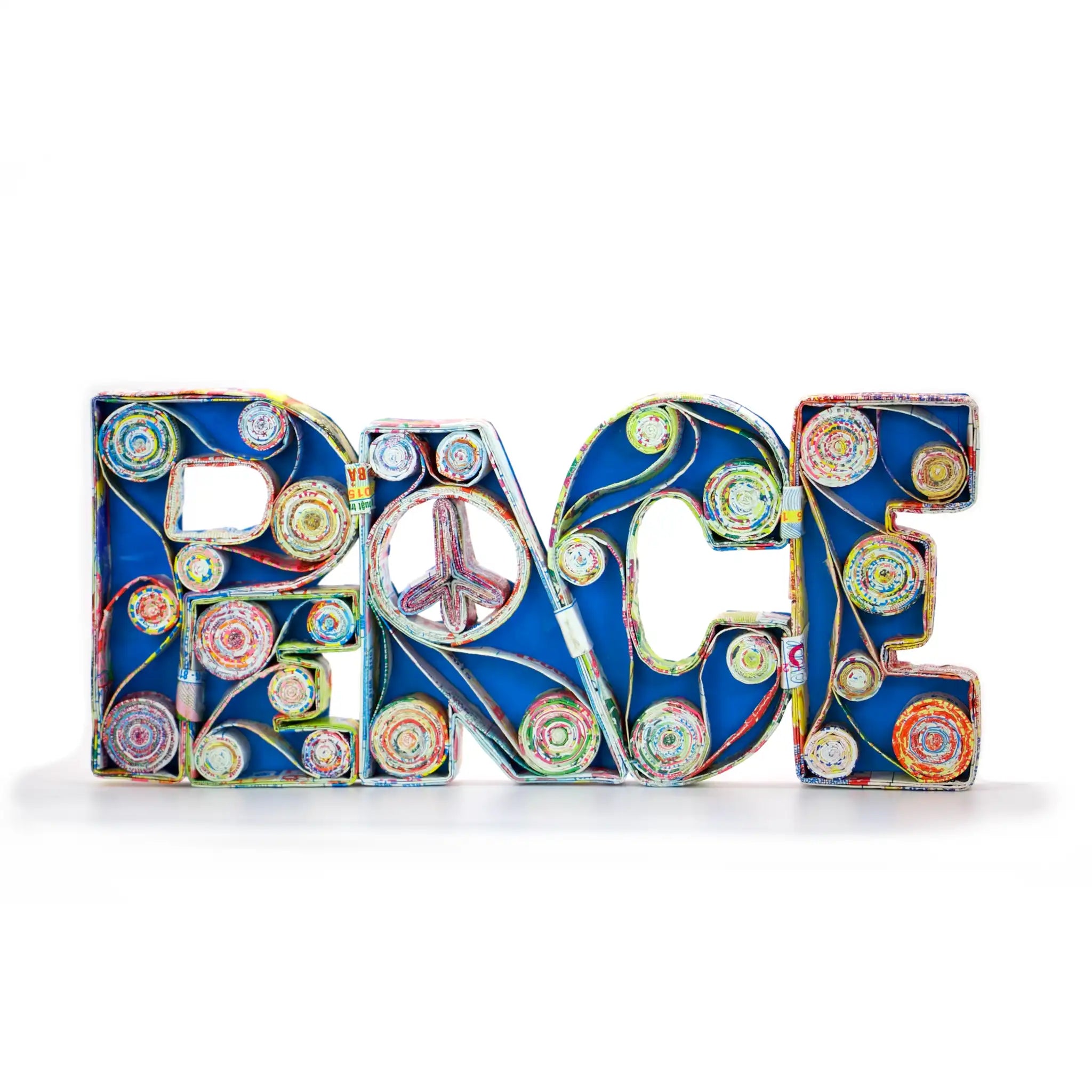 PEACE, Handmade Recycled Quilling Paper Decor