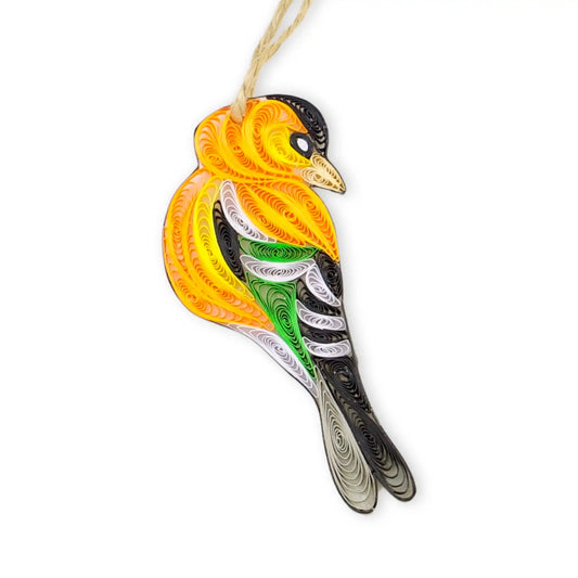 Yellow Bird (Perched), Handmade Quilling Ornament