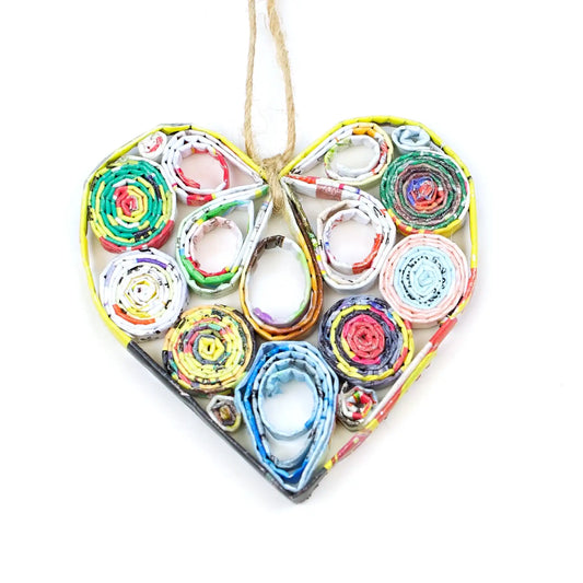 Heart, Handmade Recycled Quilling Paper Ornament