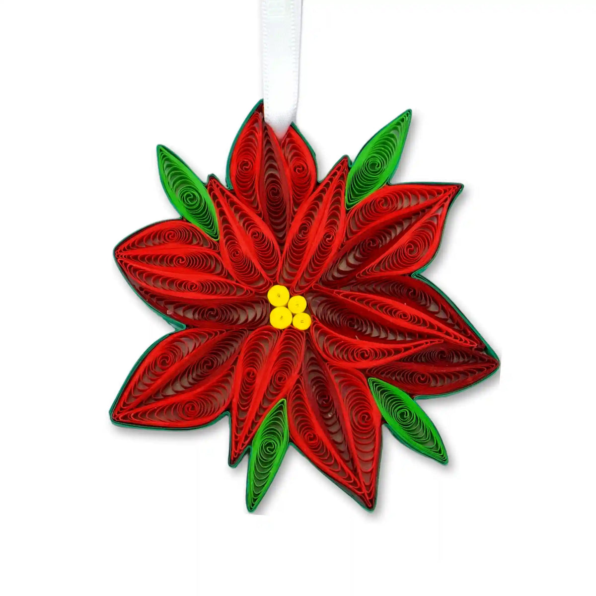 Red Poinsettia Christmas Flower  Handmade Paper Ornament