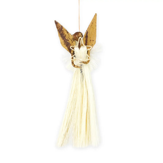 Angel with Star, Handmade Straw and Banana Leaf Ornament