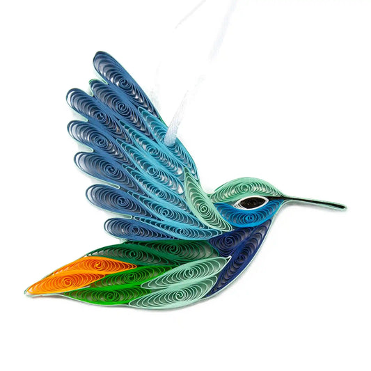 Handmade hummingbird quilling paper ornament