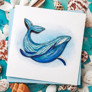 Handmade whale greeting card 