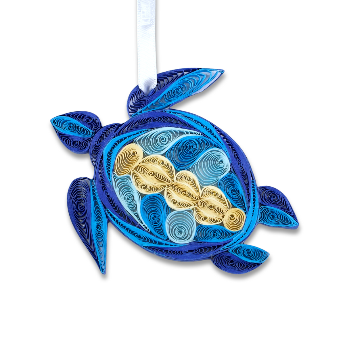 Paper quilling blue turtle ornament