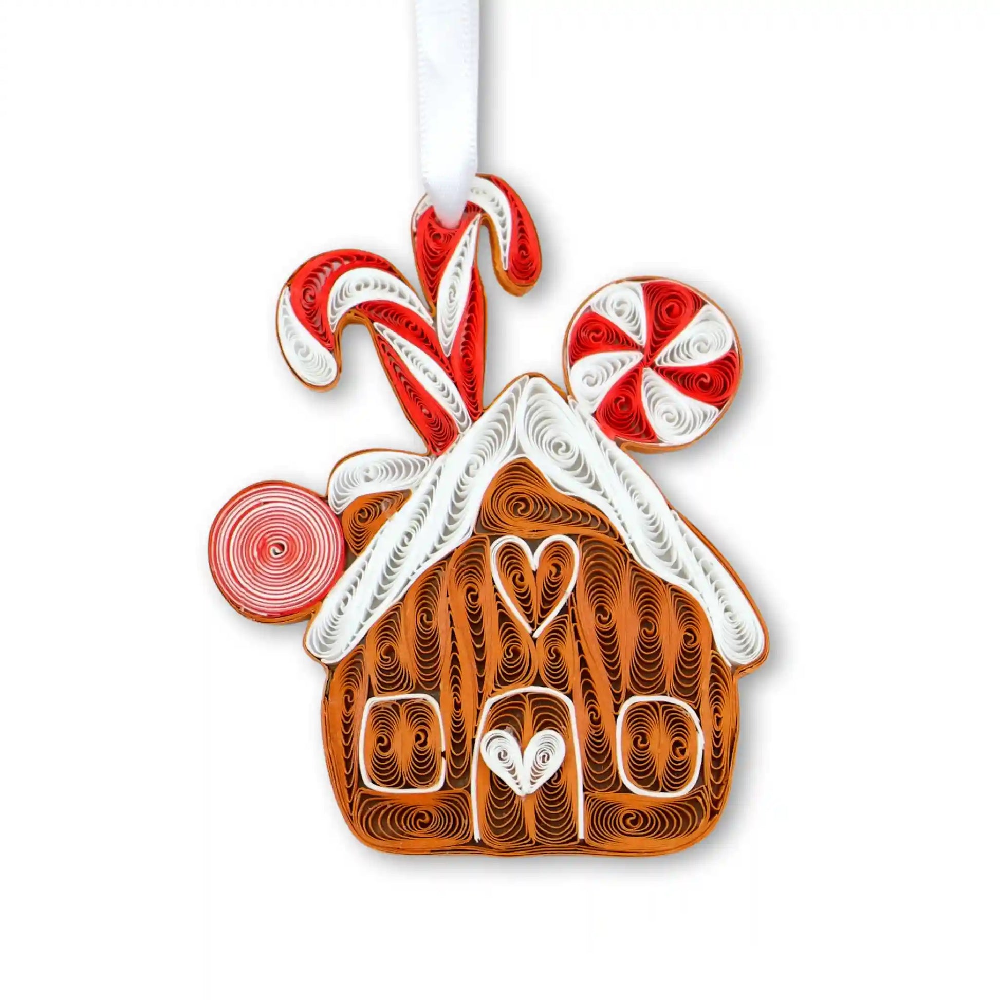 Paper quilling gingerbread house ornament