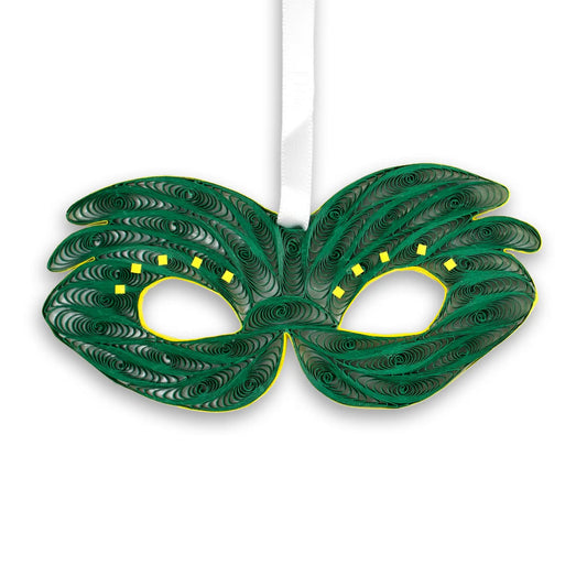 Mask Green, Handmade Quilling Paper Ornament