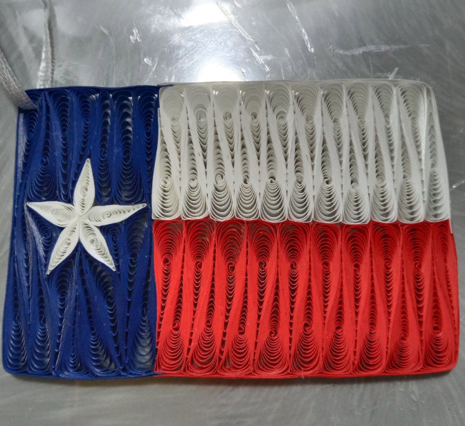 Flag, Texas, Handmade Quilling Paper Ornament