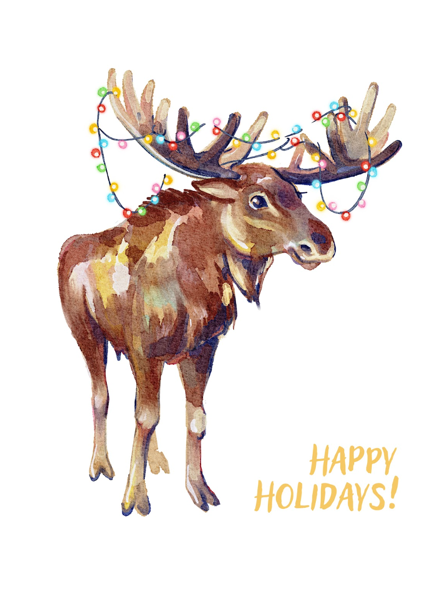 Holiday Reindeer, Handmade Greeting Card