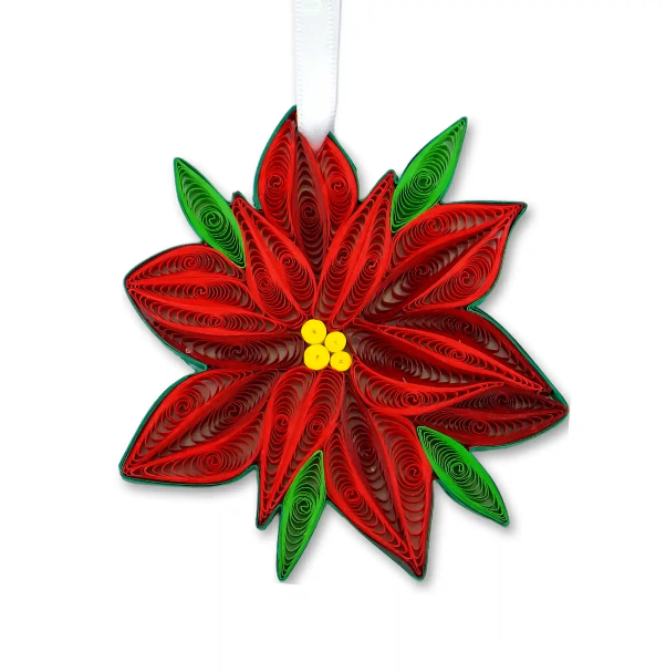 Poinsettia Flower, Handmade Quilling Paper Ornament