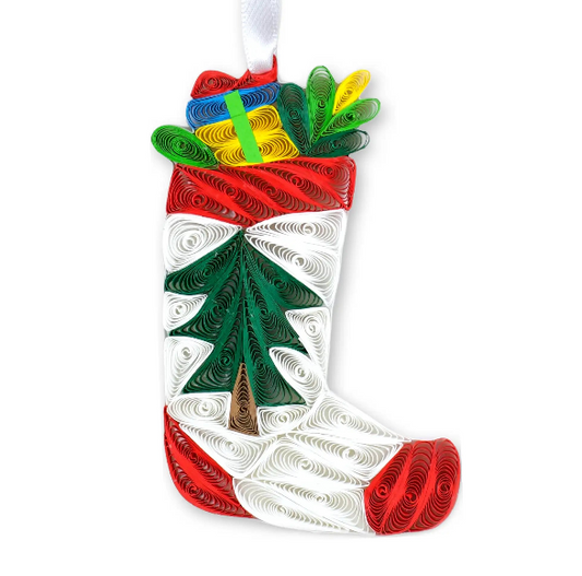 Stocking, Handmade Quilling Paper Ornament
