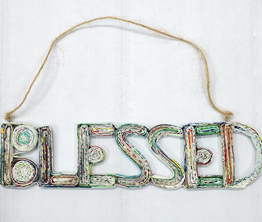 BLESSED, Handmade Recycled Paper Ornament