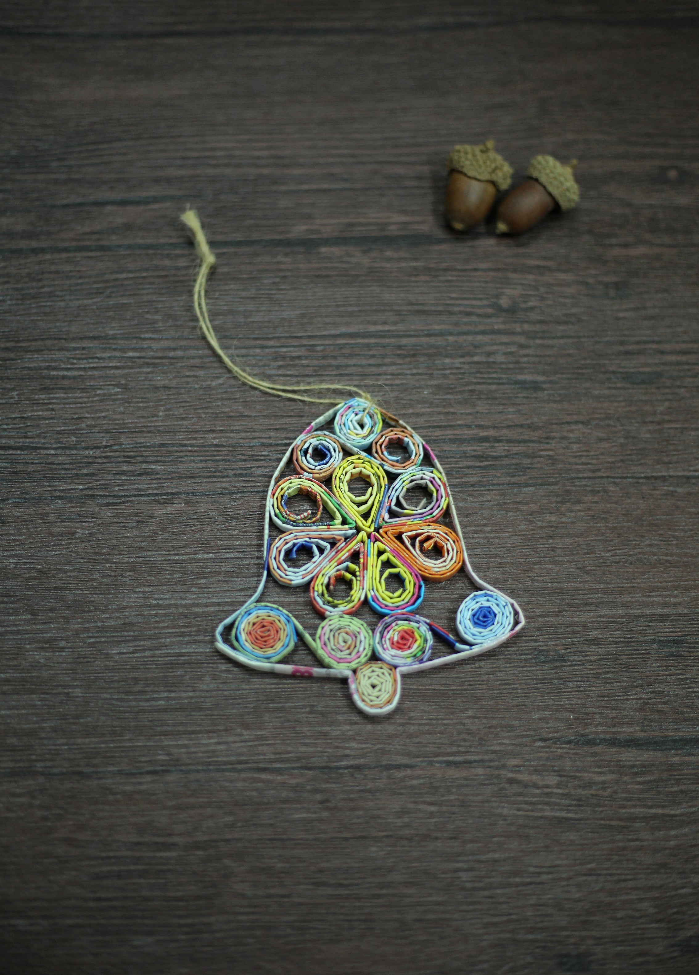 Bell, Handmade Recycled Paper Ornament