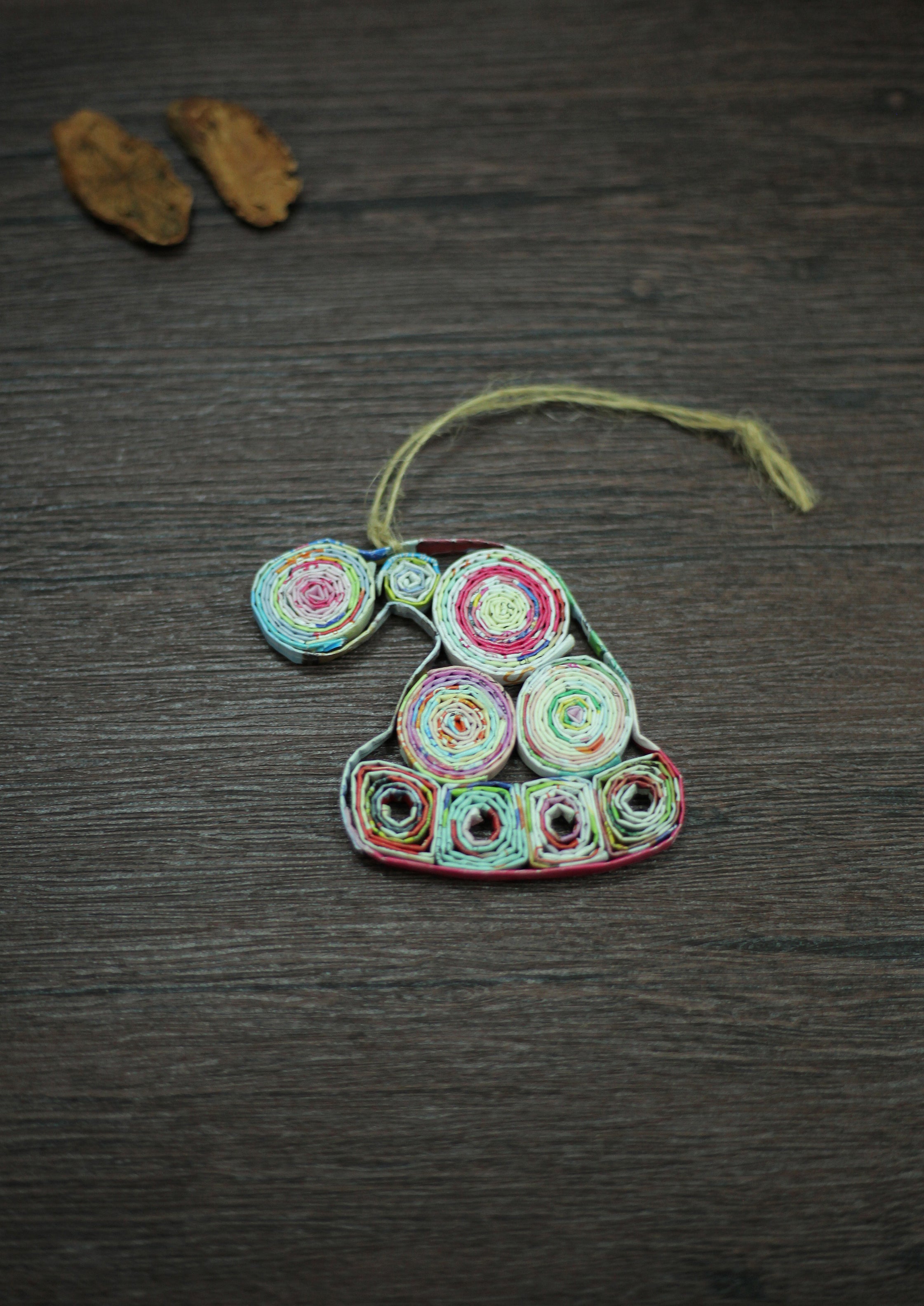 Santa Hat, Handmade Recycled Paper Ornament