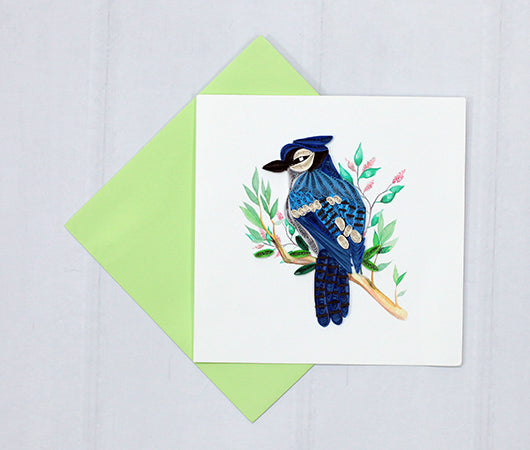 Blue Jay, Handmade Quilling Greeting Card