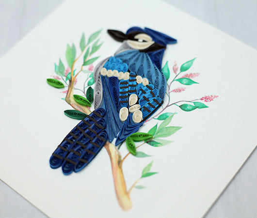 Blue Jay, Handmade Quilling Greeting Card