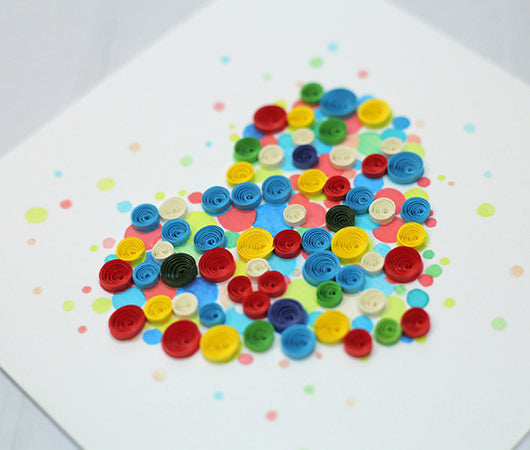 Heart (Multicolor), Handmade Quilling Greeting Card