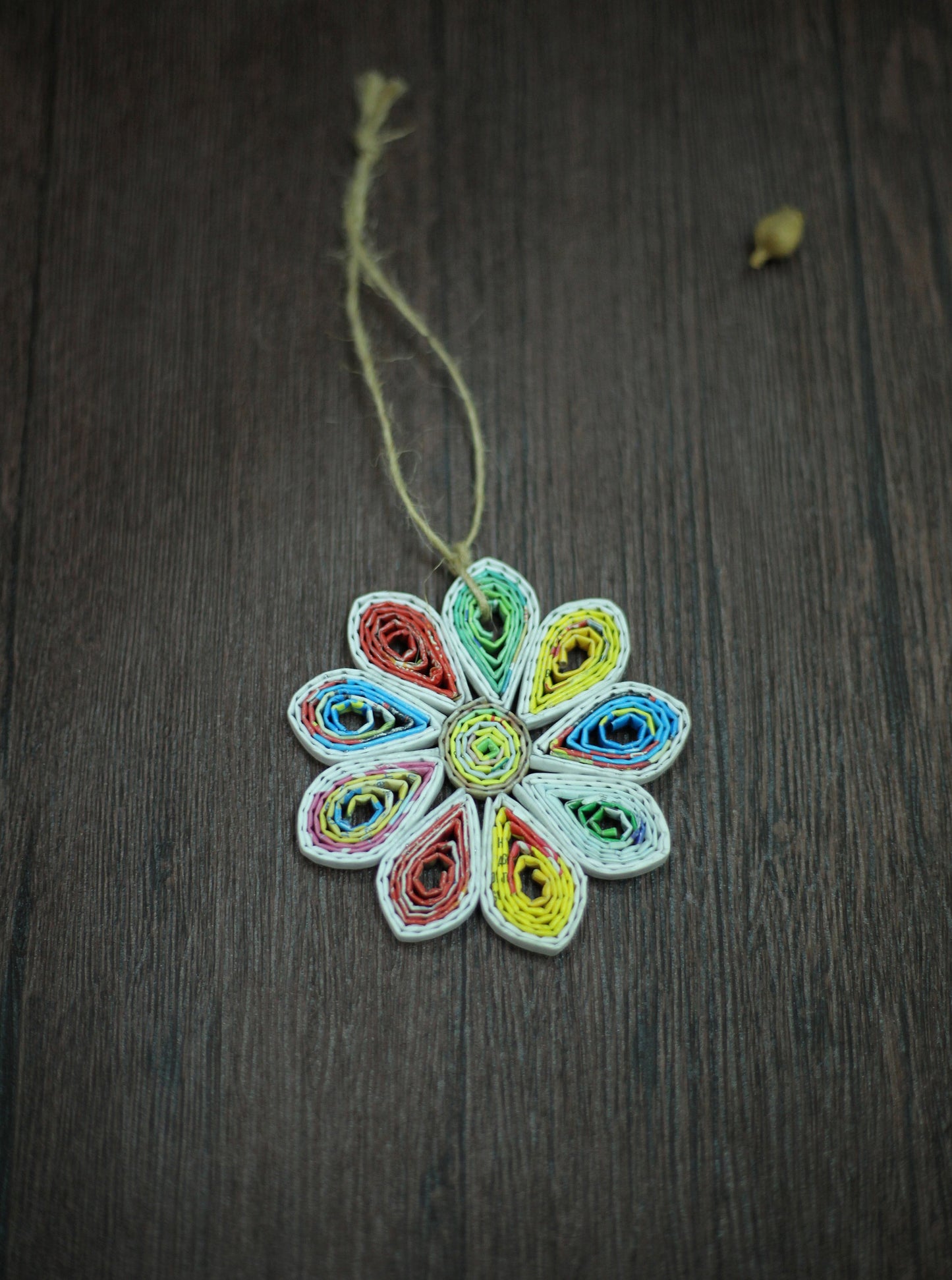 Flower (Teardrop Petals), Handmade Recycled Paper Ornament