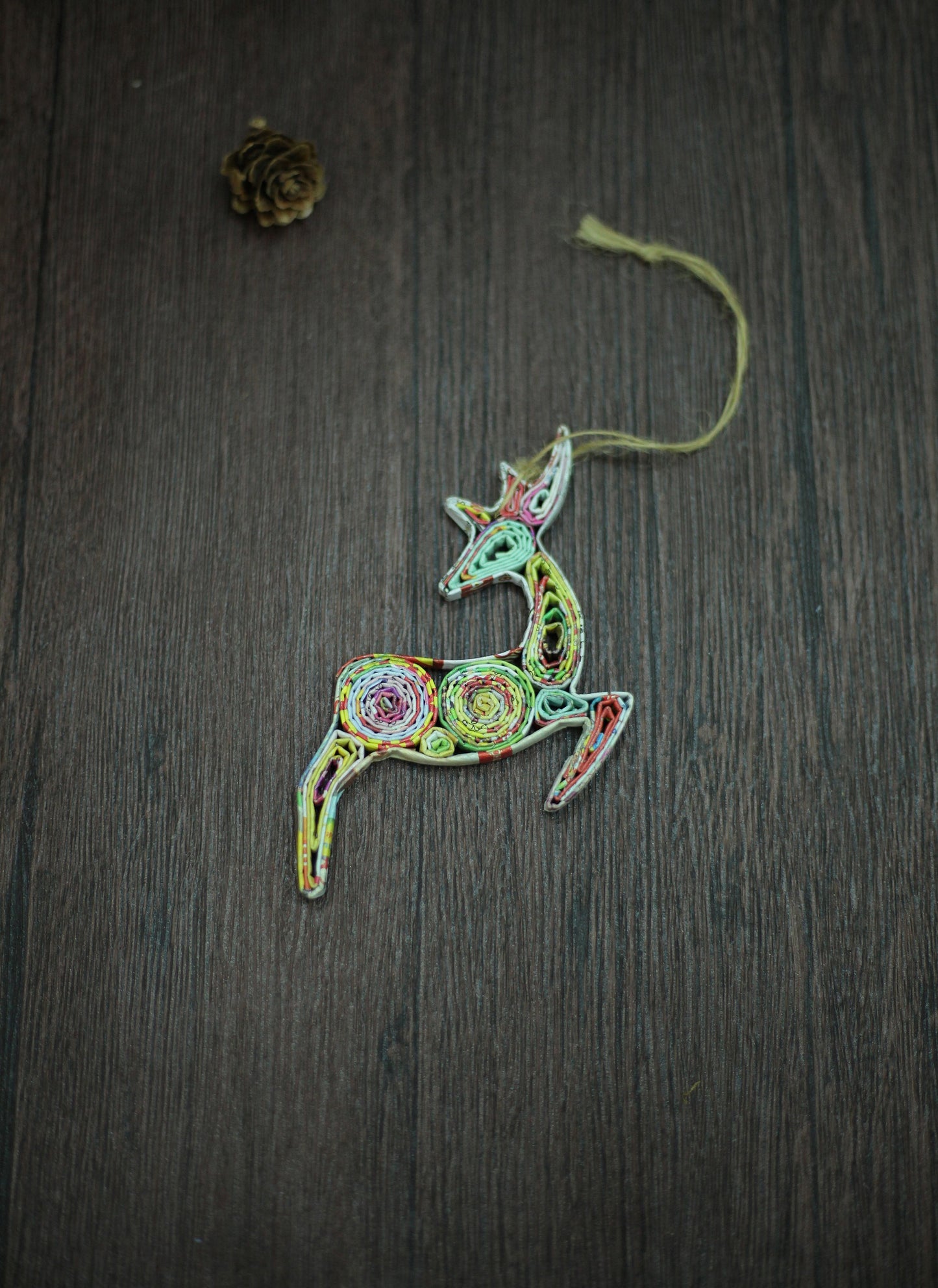 Reindeer (Leaping), Handmade Recycled Paper Ornament