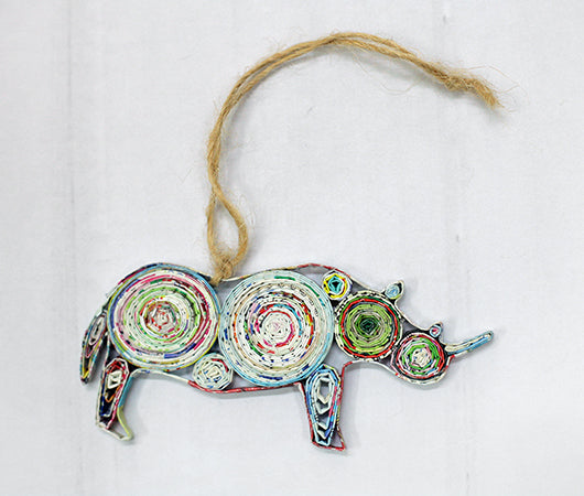 Rhino, Handmade Recycled Paper Ornament