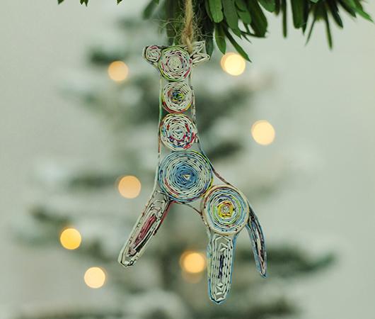 Giraffe, Handmade Recycled Paper Ornament