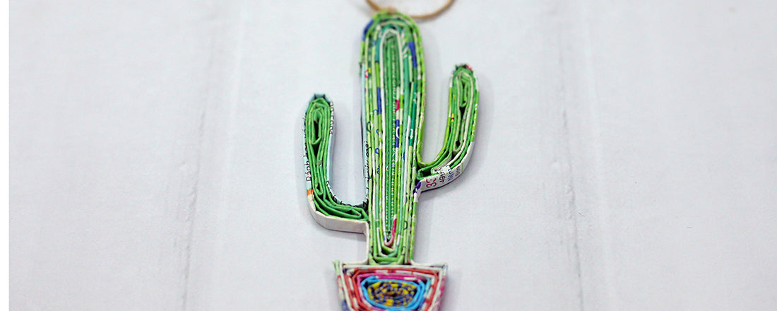 Cactus, Handmade Recycled Paper Ornament