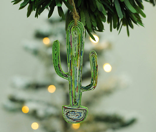 Cactus, Handmade Recycled Paper Ornament