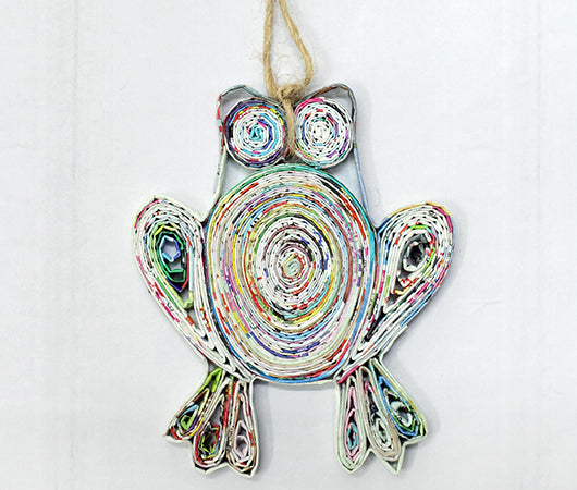 Frog, Handmade Recycled Paper Frog Ornament