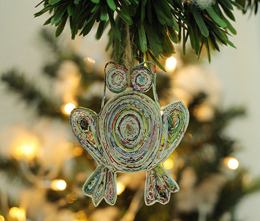 Frog, Handmade Recycled Paper Frog Ornament