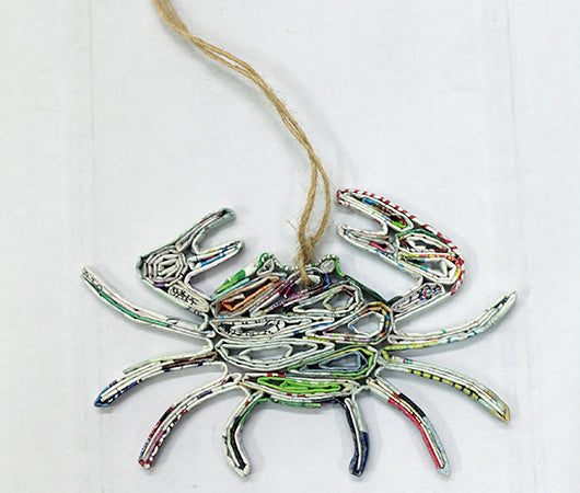 Crab, Handmade Recycled Paper Ornament