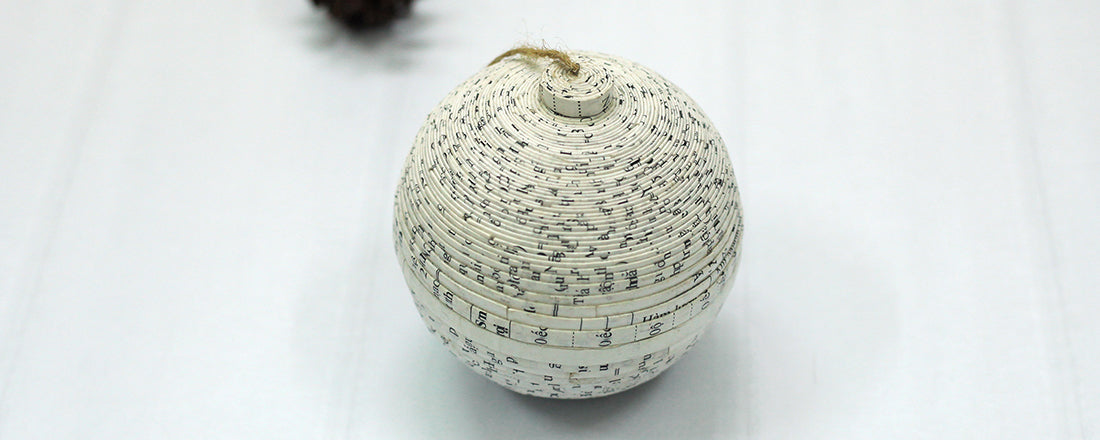 Black & White Ball (3D), Handmade Recycled Paper Ornament