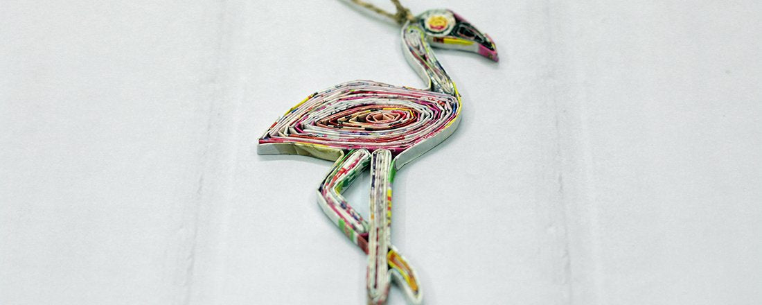 Flamingo, Handmade Recycled Paper Ornament