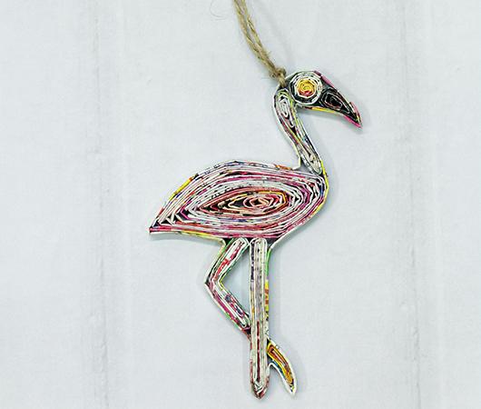 Flamingo, Handmade Recycled Paper Ornament