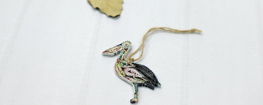 Pelican, Handmade Recycled Paper Ornament