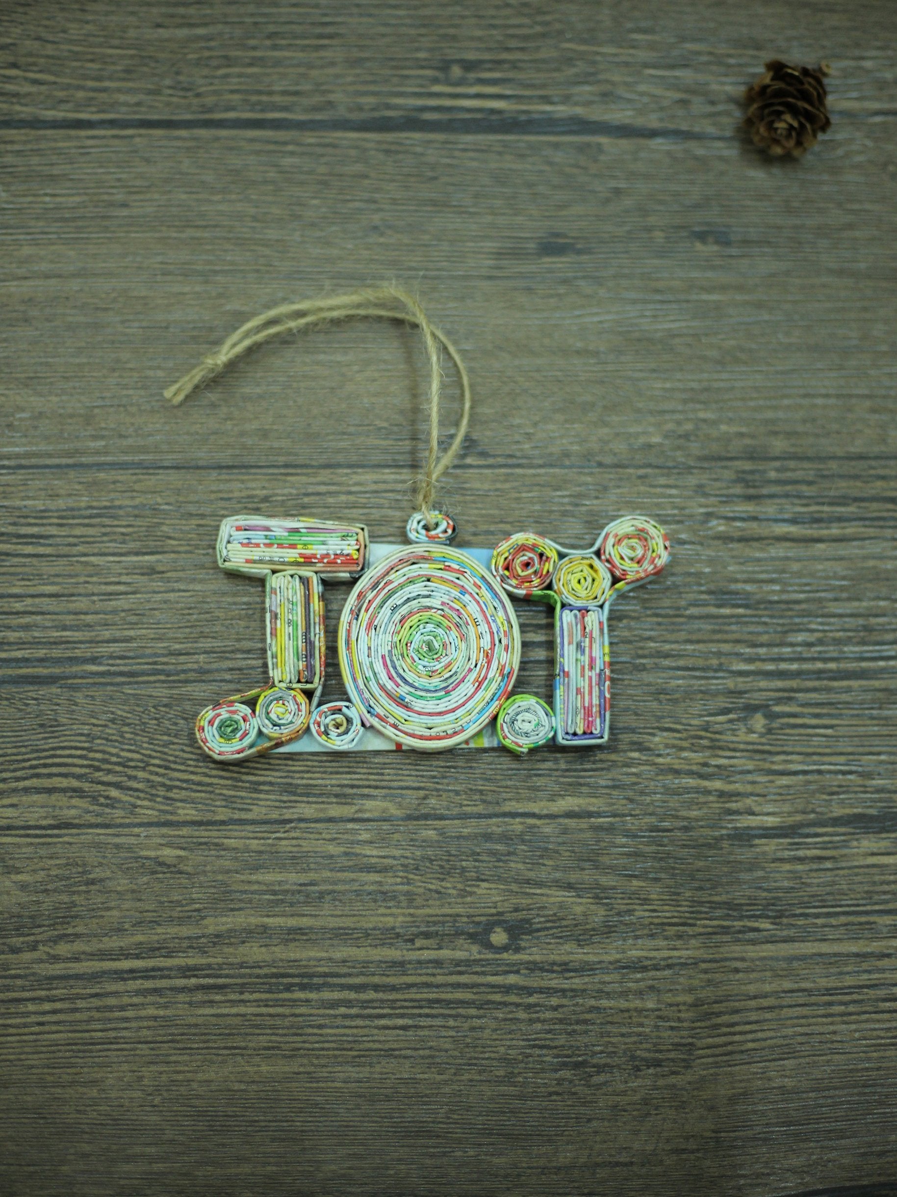 JOY, Handmade Recycled Paper Ornament