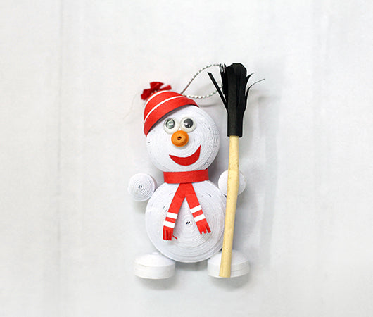 Snowman, Handmade Recycled Paper Ornament