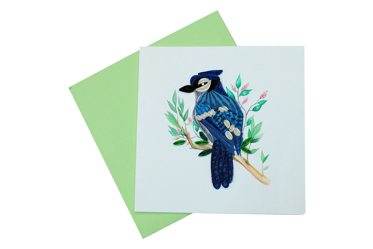 Blue Jay, Handmade Quilling Greeting Card