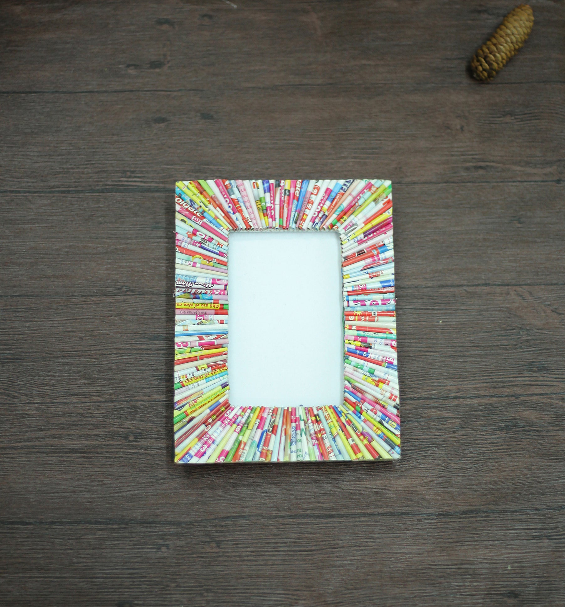 Rectangular Picture Frame 4x6, Handmade Recycled Paper Decor