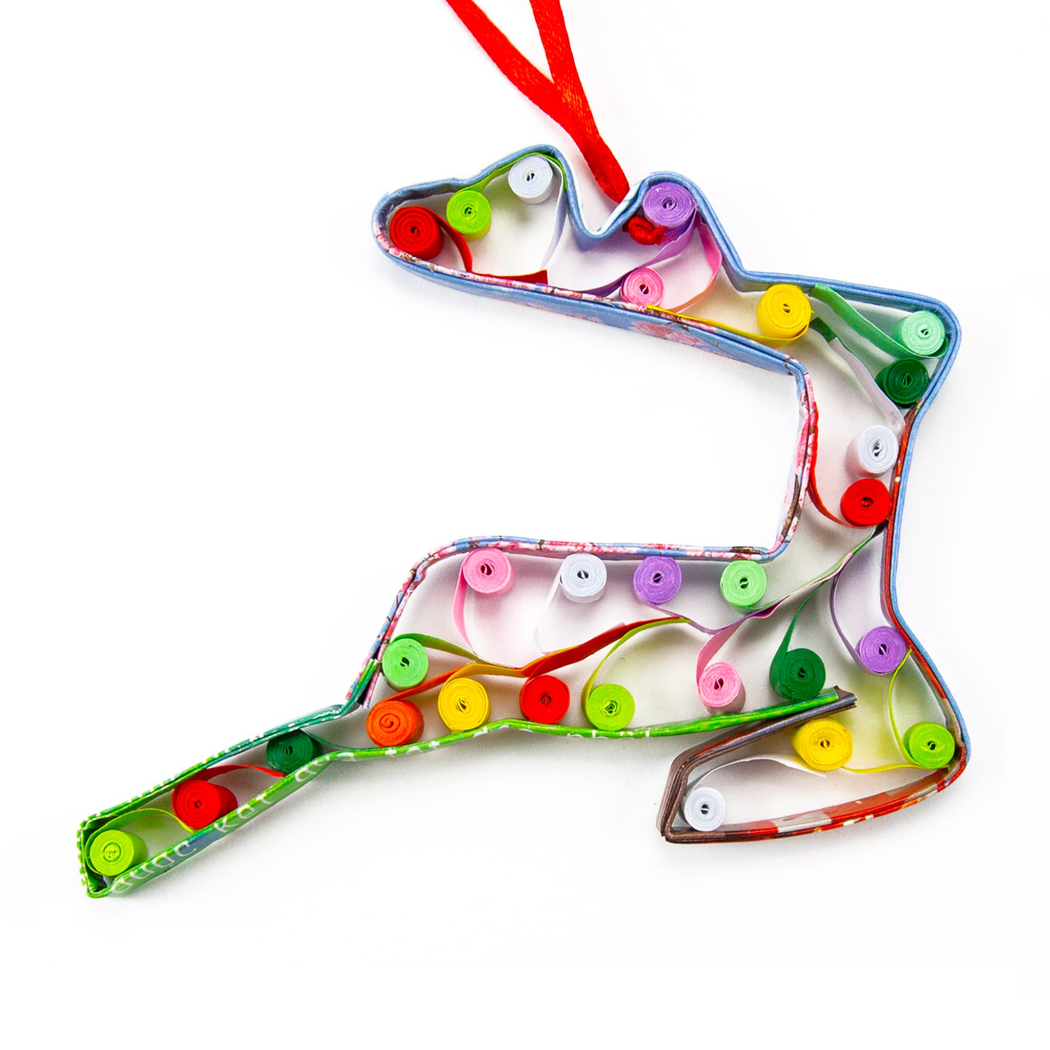 Leaping Reindeer, Handmade Recycled PaperOrnament