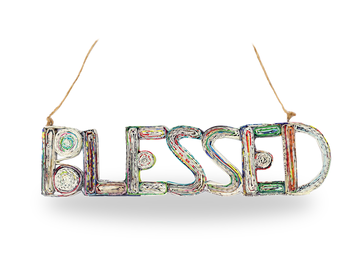 BLESSED, Handmade Recycled Quilling Paper Ornament